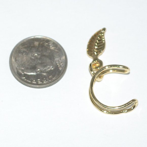 Gold Leaf Dangle BOHO Earring Ear Cuff - Picture 2 of 2